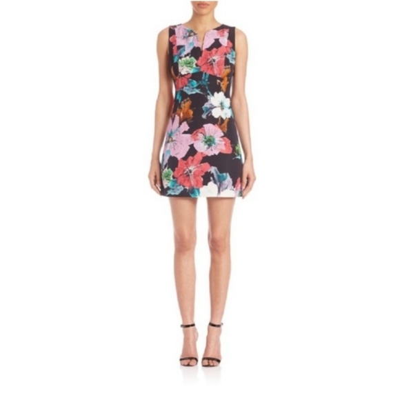 MILLY Black Floral Mini Sheath Cocktail Dress - Picture 2 of 15